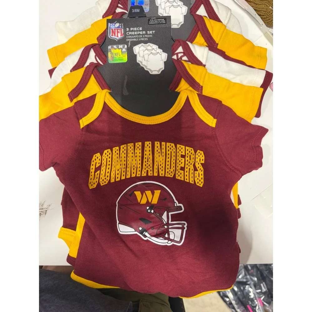 NFL 3 Piece Creeper Set Baby 3/6M Burgundy Washington Commanders NWT 9K1N1FH6P